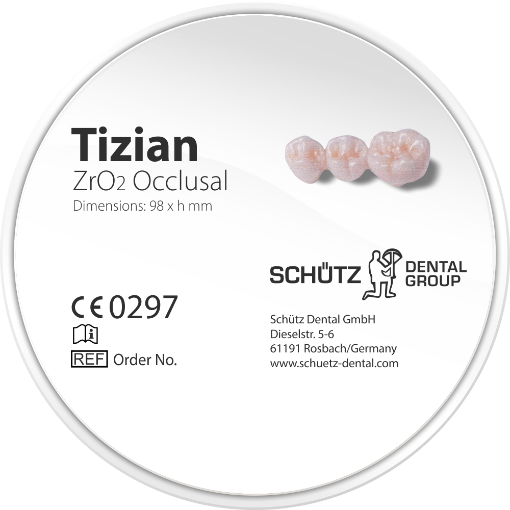 Tizian Blank Occlusal 16er x 20 mm, Zirconium Dioxide