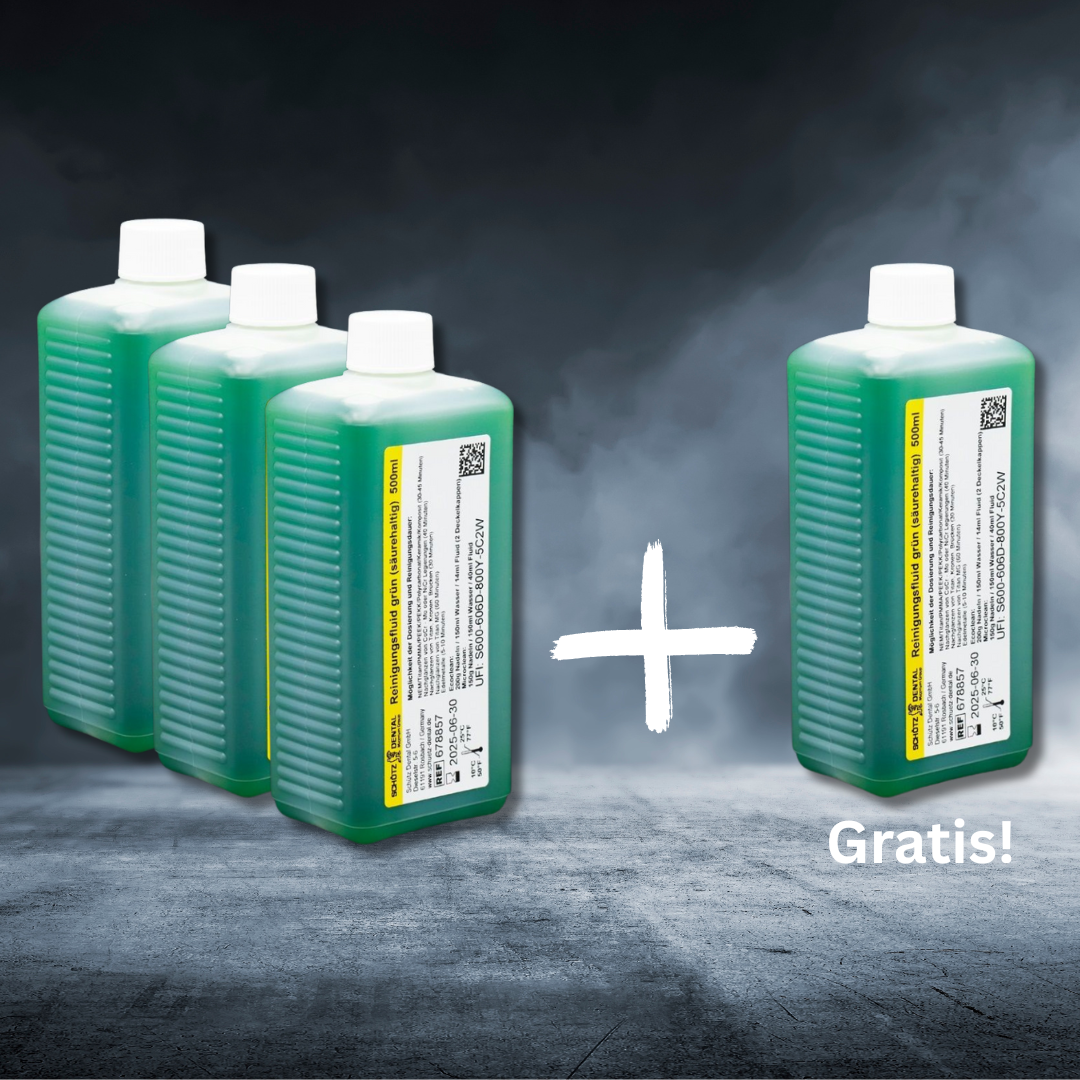 Aktion 2: 3x 500 ml grünes Reinigungsfluid (säurehaltig) + 1 Gratis
